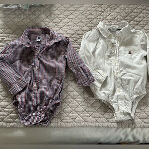2 bay boy button down onesies